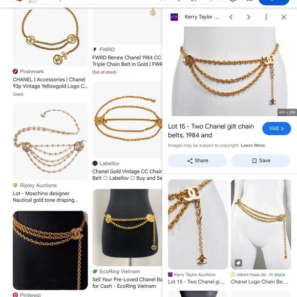 Chanel Gold Tone CC Logo Belt - Picture 7 of 7